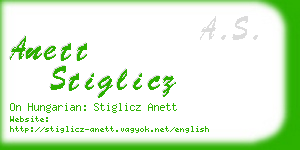 anett stiglicz business card